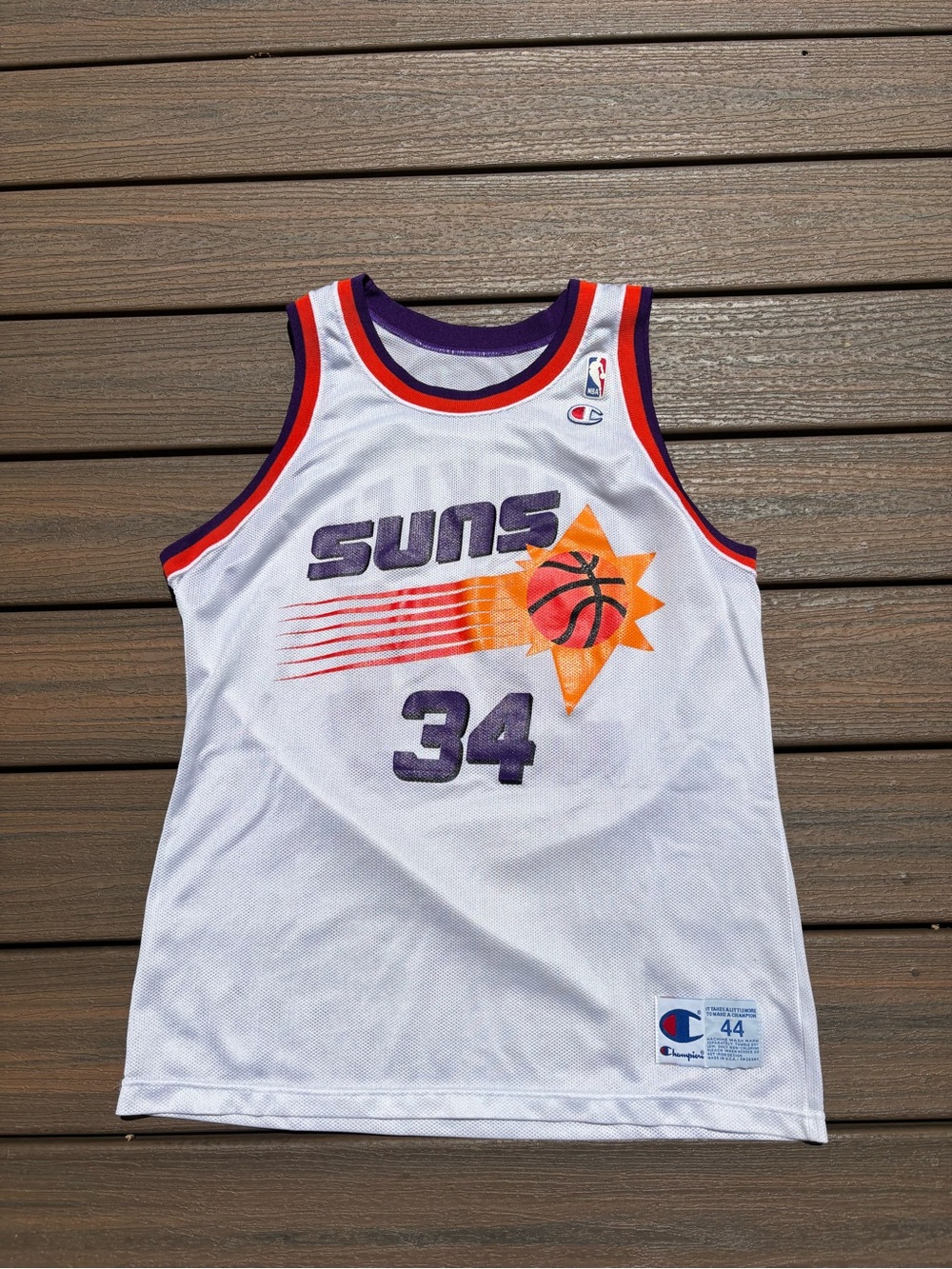Vintage 90’s Charles Barkley Phoenix Suns White Champion Jersey Mens 44
